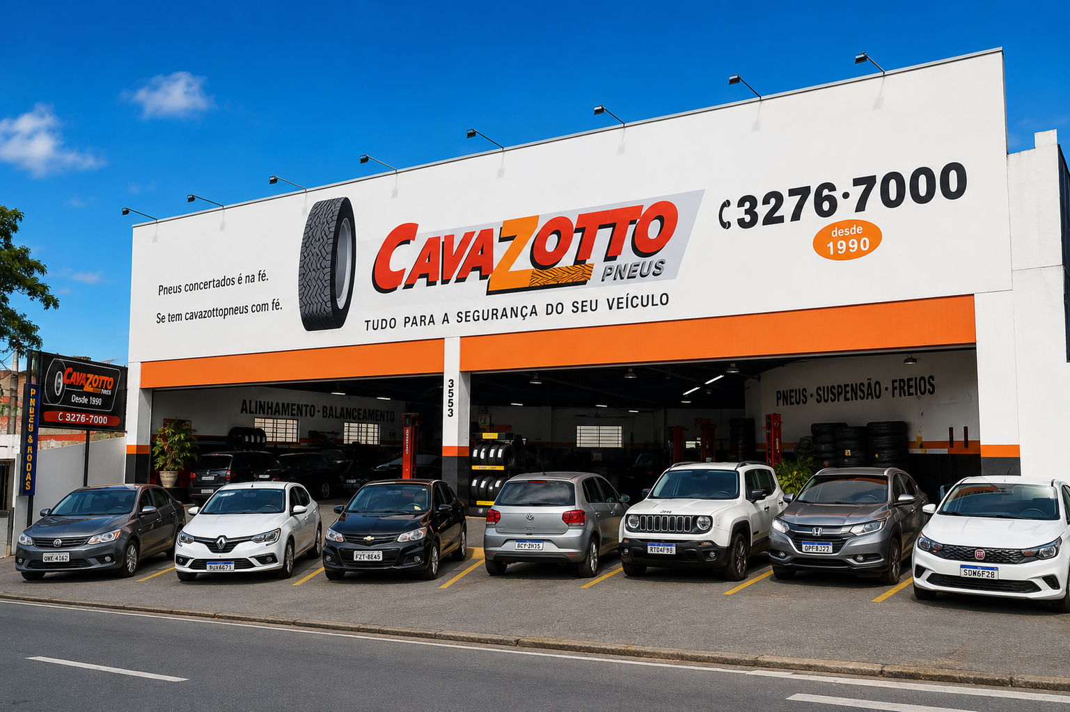 Fachada da Cavazotto Pneus em Campinas, autocenter tradicional desde 1990